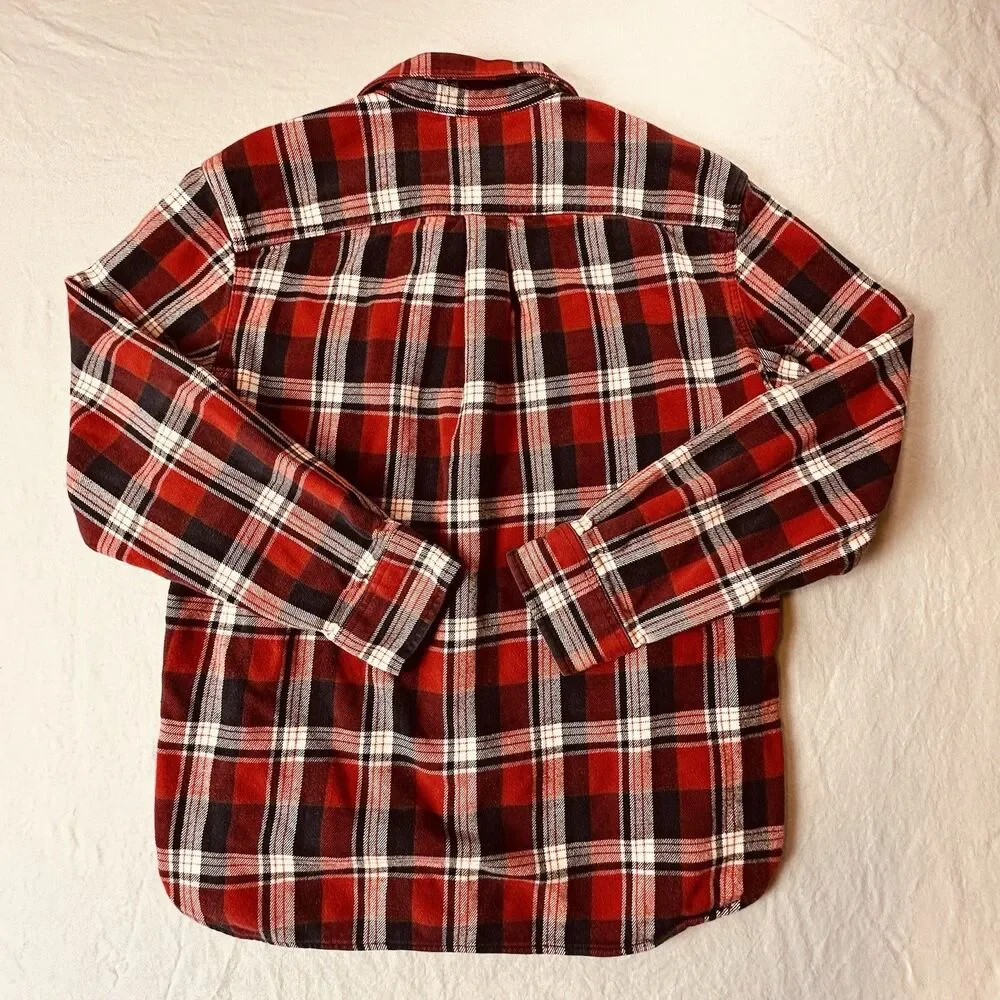The North Face Plaid Flannel Shirt Men's Large Red Blue Plaid Cotton Button Up